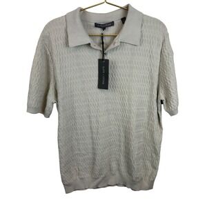 NWT Slate & Stone Wave Knit Sweater Polo Sand Mens Medium N9SWT34473 Nordstrom